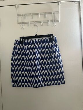 J.Crew A-Line Navy and White Zigzag Skirt